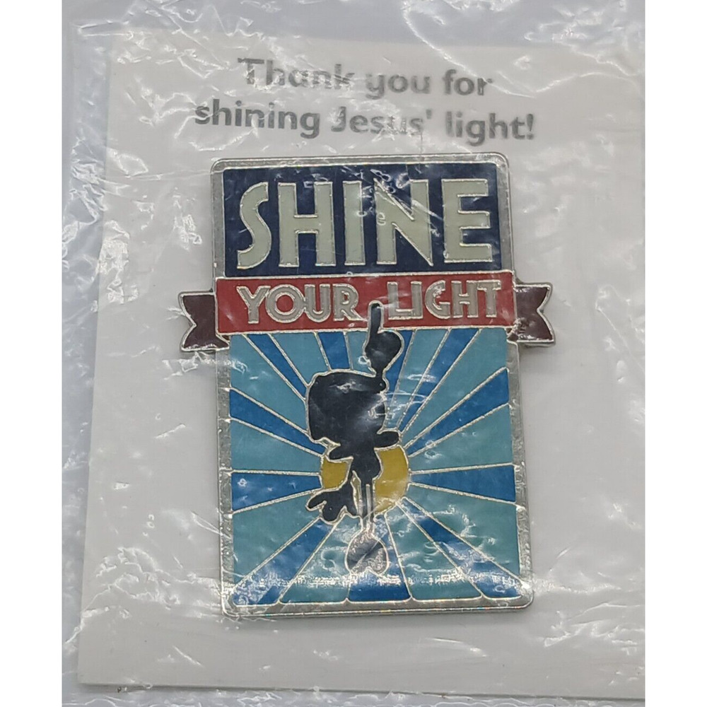 Shine Your Light Pinback Lapel Pin Tie Tack Religious NOS